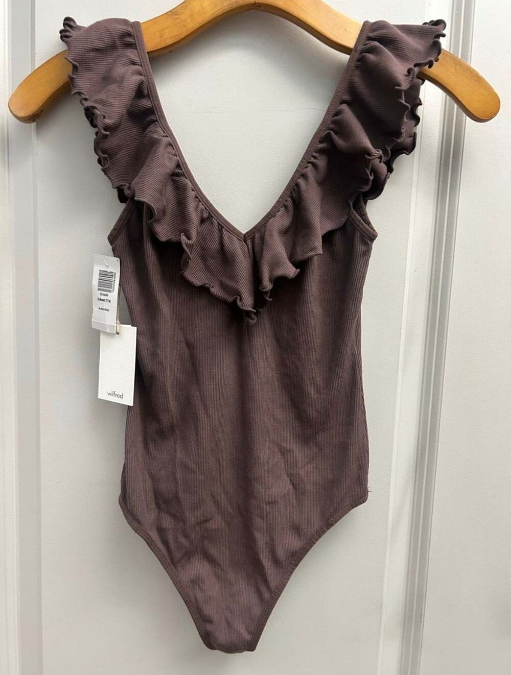 Wilfred Danette Bodysuit Size S Auberge Brown Ruffle